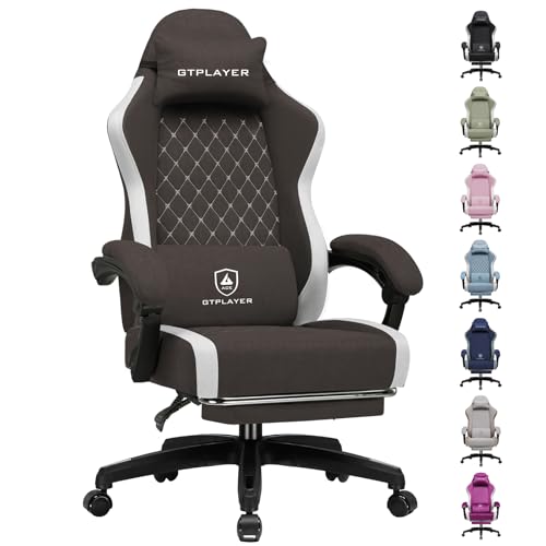 GTPLAYER Gaming Chair, Ergonomic Computer Chair with Footrest and Lumbar Support, High Back Recliner Chair 350lbs, Height Adjustable for Home Office, Brown - color: Brown