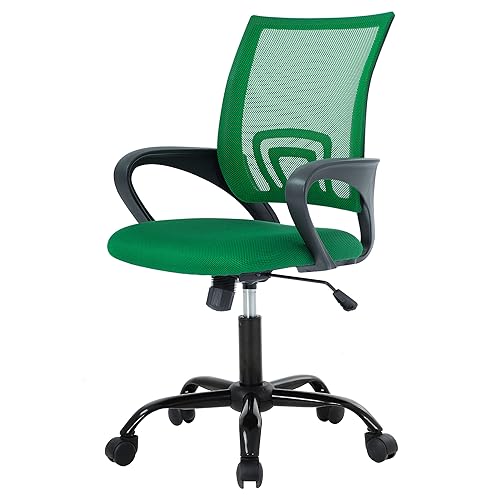PayLessHere Office Computer Chair Ergonomic Cheap Desk Chair Adjustable Comfortable Mid Back Task Rolling Swivel with Lumbar Support for Home Office (Pack of 1, Green) - color: Green, style: pack of 1