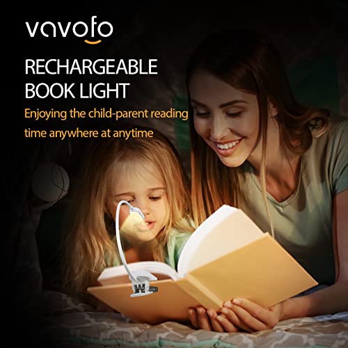 VAVOFO Rechargeable Book Light, 14 LEDs Eye Care Clip On Amber Reading Light for Bookworms Reading in Bed with 9 Colors 9 Brightness (White-Black) - color: White-Black
