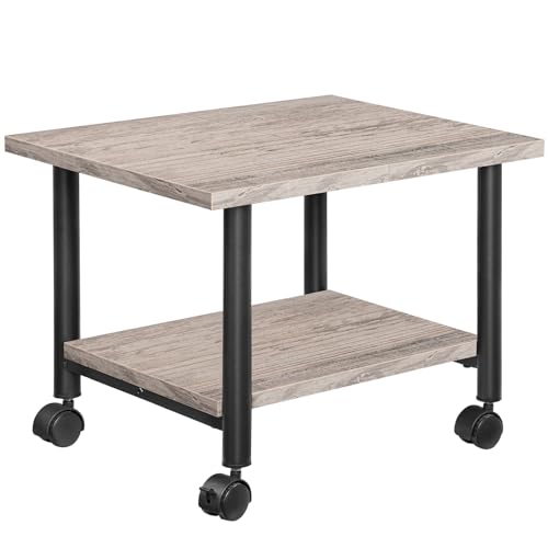 HOOBRO Printer Stand, 2-Tier Industrial Under Desk Printer Cart with Shelf, Mobile Heavy Duty Storage Rack on Wheels for Home, Office, Grey and Black BG02PS01G1 - color: Grey + Black, size: 15.7'' x 19.1''x 14.4''
