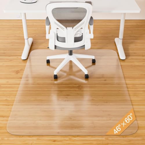 Office Chair Mat for Hardwood Floor, 46" x 60" Clear Plastic | Desk Floor Protector, Heavy Duty Non-Slip Chair Mat for Rolling or Gaming Chairs, Durable Computer Mat for Home Office - size: 46"x60"