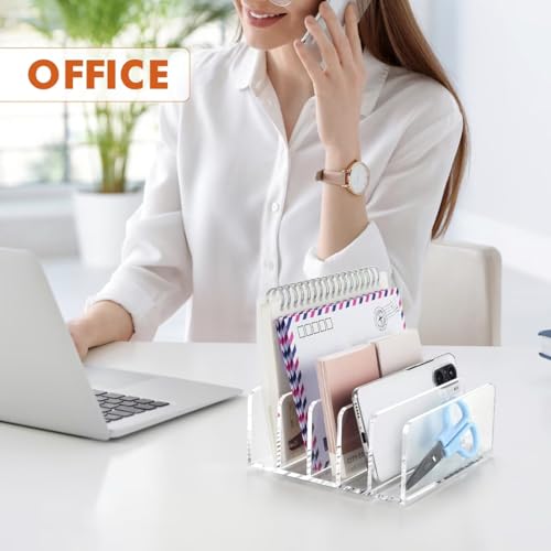 BEYGORM Acrylic Mail Holder, 5 Compartments Multifunction Desk Organizer - size: Medium-2pack