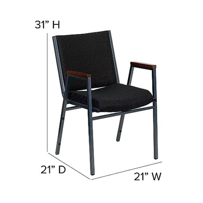 Flash Furniture Hercules Fabric Stack Chair with Arms, Black - color: Black Patterned Fabric, size: Set of 1