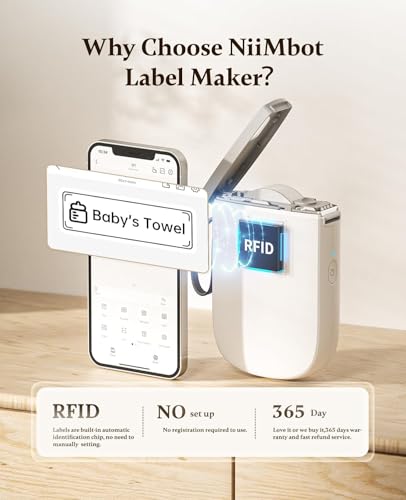 NIIMBOT D11 Upgraded Version 300 DPI Label Maker with 3 Tapes, White - color: White, style: Label Machine with 3 Label Tapes