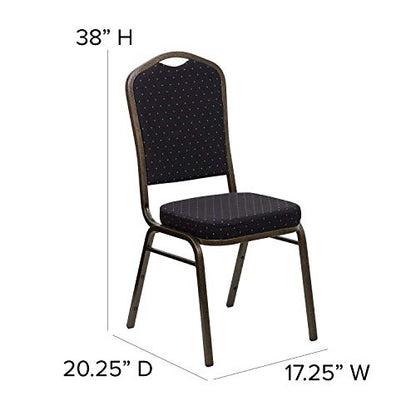 Flash Furniture Hercules Fabric Crown Back Stackable Banquet Chair, Black | Gold Vein Frame, Fabric Upholstery - color: Black Patterned Fabric/Gold Vein Frame, size: Set of 1
