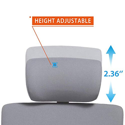 CLATINA Adjustable Height Upholstered Headrest for 247 Series Ergonomic High Swivel Executive Chair (Grey) - color: Grey