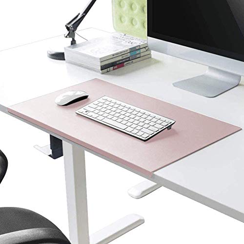 Desk Pad Office Writing Mat Pad with Edge Protection Waterproof PU Leather - color: Pink, size: 15.8" x 35.4"