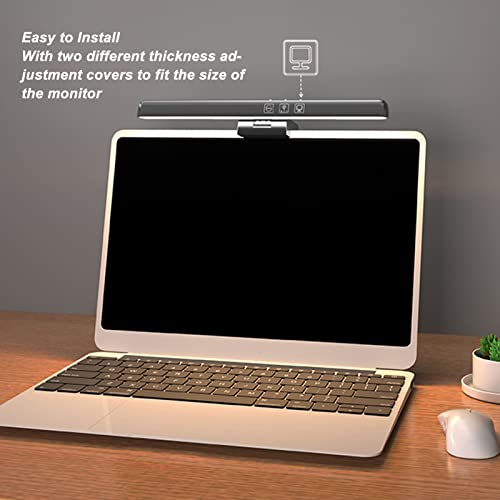 Computer Monitor Lamp with 3 Adjustable Color Temperatures, Dimmable LED Screen Light Bar with Touch Control, Asymmetric Optics for Eye Protection