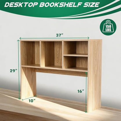 Dollate 2-Tier Bookshelf for Desk，Wood Desktop Bookshelf Organizer，Multifunctional Desktop Bookcase with 4 Shelves，Perfect for Organizing Books, Magazines, Office Supplies