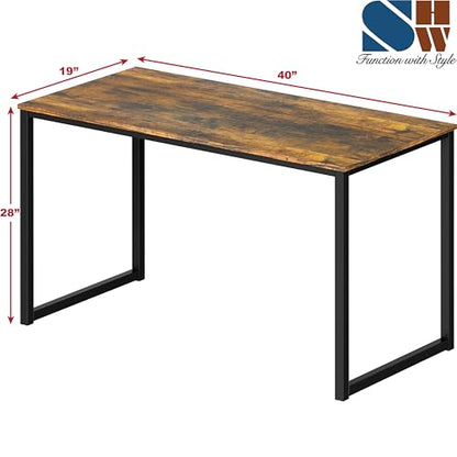 SHW Mission 40-Inch Home Office Computer Desk, Rustic Brown - color: Rustic Brown, size: 40-Inch