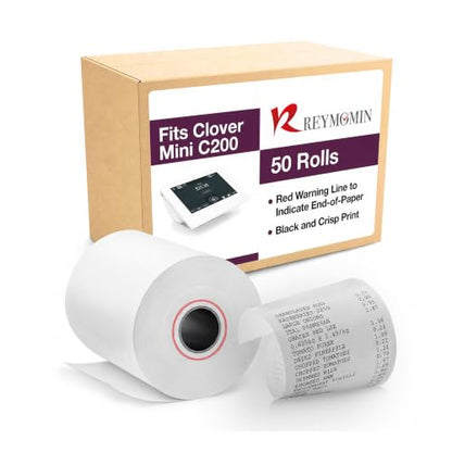 Thermal Paper Rolls for Clover Mini C200,C300,C301, C302,C305-50 Rolls - size: 50 Rolls, style: Clover Mini