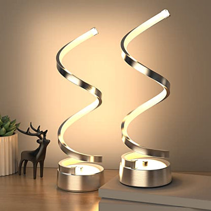 NUÜR Table Lamps for Living Room Set of 2, Silver Dimmable LED Lamp, Small Bedside Lamps, Nightstand Lamp for Bedroom Office Home Living Room | Brushed Silver Touch Control Desk Lamp, Stepless Dimmable Bedside Ambient Light for Home Office & Bedroom Decor