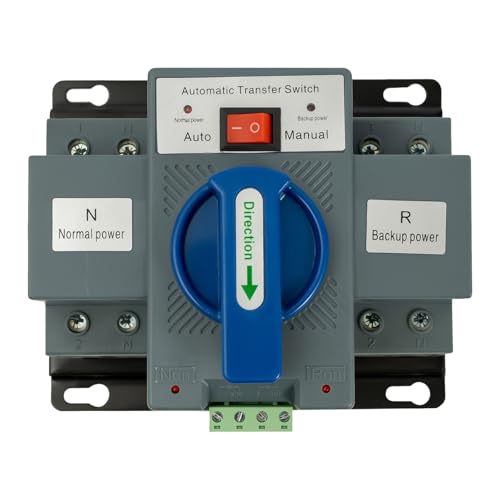 Dual Power Automatic Transfer Switch 63A 2P/4P 110V Generator Changeover Switch Tool Electronic Power Circuit Breaker Controller 50HZ/60HZ (2P/63A Blue)