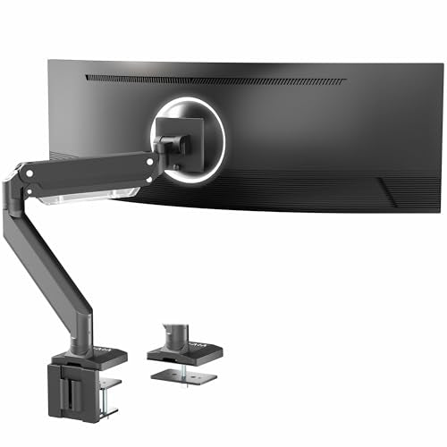 VIVO Premium Aluminum Monitor Arm for Ultrawide Screens up to 49 inches and 33 lbs, Heavy Duty Single Desk Mount, Pneumatic Height, Max VESA 100x100, Black, STAND-V101G1 - size: Standard, style: Non-USB