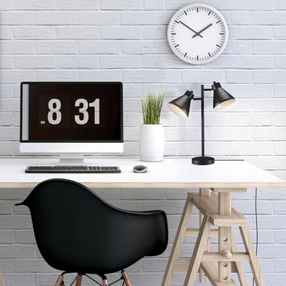 Globe Electric 18" 2-Light Desk Lamp, Industrial Design, Pivoting Heads, Matte Black Finish, Dual On/Off Switches, E26 Base, 52999 - color: Matte Black, Industrial