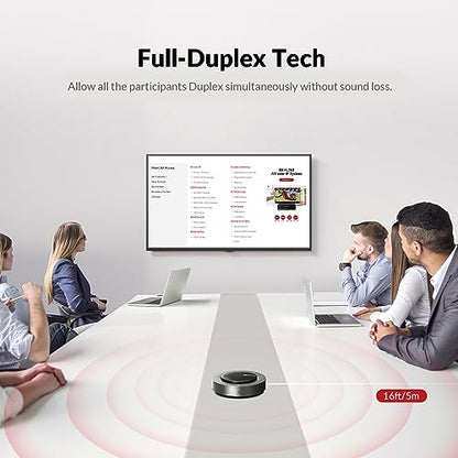 Conference Speakerphone, Daisy Chain up to 9 Speakerphones for 50 People | USB/Bluetooth Speaker with 4 Mics AI Noise Cancellation 360° Voice Pickup for Zoom,Teams,Conference Call Large Meeting Room