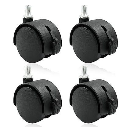 4 Pack 2 Inch Caster Wheel, M8 Threaded Stem, Black Nylon - style: 2 Inch with brake(4 Pack)