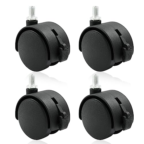 4 Pack 2 Inch Caster Wheel, M8 Threaded Stem, Black Nylon - style: 2 Inch with brake(4 Pack)