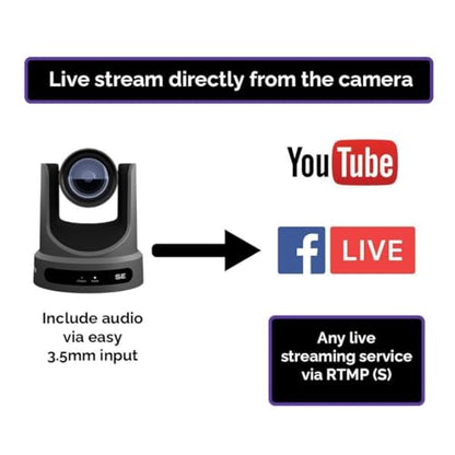 PTZOptics Move SE 20x 1080p Full HD PTZ Auto-Tracking Pan Tilt Zoom Camera | Live Streaming, Video Production