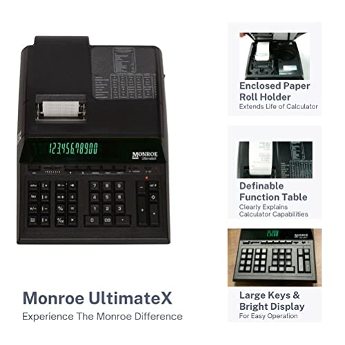 Monroe UltimateX Elite Printing Calculator/Adding Machine Bundle with Ribbons, Paper and Foam Calculator Stand