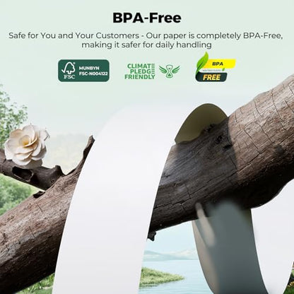 MUNBYN Thermal Paper 3 1/8 x 230ft, 5 Rolls Receipt Paper Work for Star Micronics TSP100 TSP143 Epson 80mm Receipt Printer Square POS Register Credit Card Terminals, Pos Register Paper BPA Free - size: 3 1/8" x 230', style: 5 Rolls