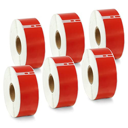 BETCKEY - Replace for DYMO 30252 (1-1/8" x 3-1/2") Labels, [6 Roll/Red] - color: Red, size: 30252 [1-1/8" x 3-1/2"]
