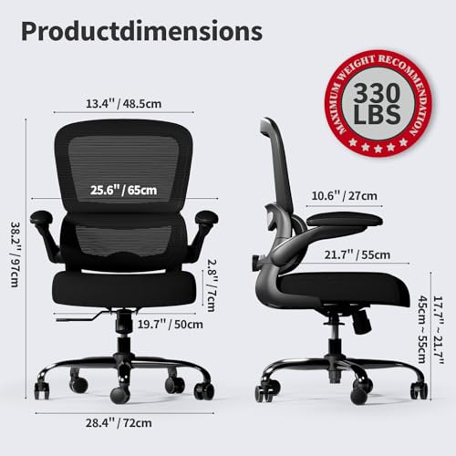TRALT Office Chair - Ergonomic Desk Chair with Adjustable Lumbar Support, Mesh Computer Chair, Executive Chairs for Home Office Comfortable Lumbar Support (Midnight Black)