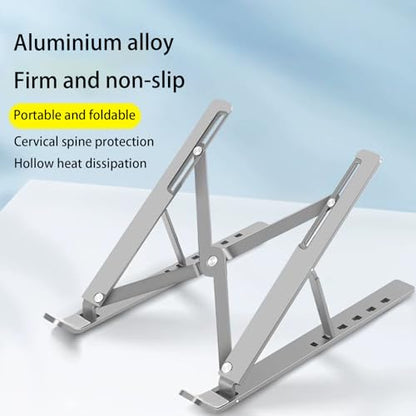 Laptop Stand for Desk,Adjustable Laptop Riser Aluminum Alloy+Silicone Foldable Portable Notebook Holder, Ventilated Cooling Notebook Mount Computer Stand for 10-15.6 inch Laptopsd