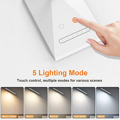 Vansuny Eye-Caring LED Desk Lamp, Reading Light with USB Charging Port - color: White USB Charger