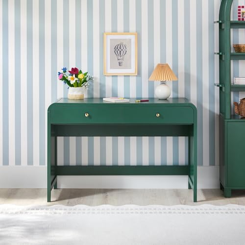 Walker Edison Zoey Modern Curve Design Writing Desk with Drawer, 45 Inch, Green - color: Green