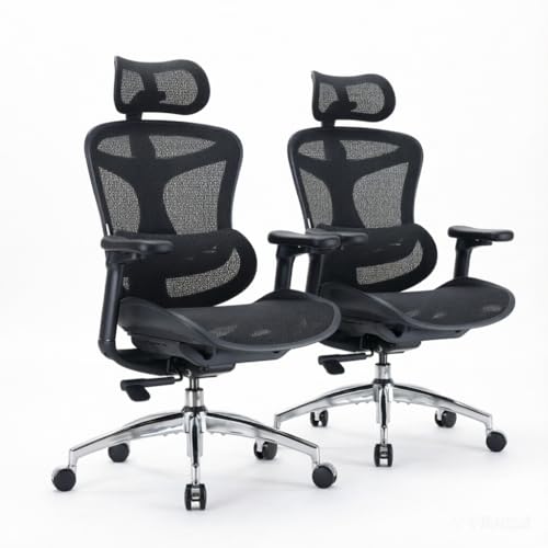 SIHOO Doro C300 Ergonomic Office Chair with Ultra Soft 3D Armrests | Dynamic Lumbar Support for Home Office Chair, Adjustable Backrest Desk Chair, Swivel Big & Tall Computer Chair, 2Pcs Black - color: Black, size: Pack of 2