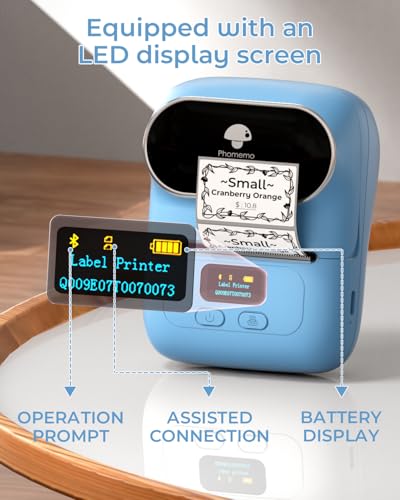 Phomemo Barcode Label Printer - M110 Label Maker Portable Bluetooth Label Maker Machine for Small Business, Barcode, Address, Logo, Clothing, Jerwery, Thermal Printer Compatible with Phones & PC, Blue | 2 Inch Bluetooth Thermal Printer Easy to Use for Sma