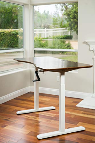 Height Adjustable Ergonomic Workstation Crank Desk Frame, Tabletop Not Included, 48.56 Inch Max, White - color: White