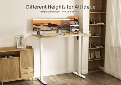 Claiks Electric Height Adjustable Standing Desk, 55x24 Inch, Bamboo | Smooth Height Adjustment, 3 Memory Presets, Cable Management Hub&Hook, Stable Steel Frame, 176lbs Capacity, Easy Assembly - color: Bamboo, size: 55