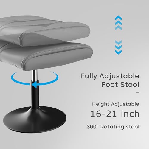 VECELO Foot Rest Under Desk Ottoman, PU Height Adjustable Footrest with Comfort Padding, Leg Rest for Desk for Relieving Leg Pain, Stiffness, and etc, Gray - color: Gray
