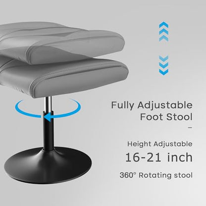 VECELO Foot Rest Under Desk Ottoman, PU Height Adjustable Footrest with Comfort Padding, Leg Rest for Desk for Relieving Leg Pain, Stiffness, and etc, Gray - color: Gray