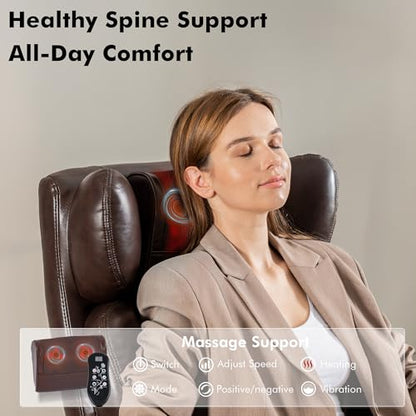 Big and Tall Ergonomic Massage Office Chair with Footrest, PU Leather Brown | 3 Removable Cushions, Heat Vibration Massage, Lumbar Support, High Back Reclining 105°-160°, 2 Pockets, Silent Wheels, 500LBS - color: Brown