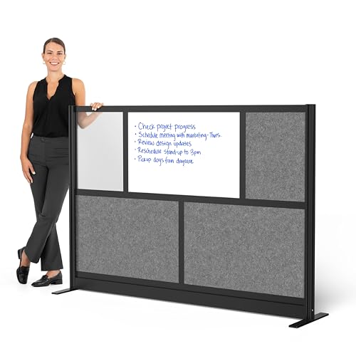Workflow Modular Wall | Room Divider with Whiteboard, Sound-Dampening, & Frosted Acrylic Panels | Expandable Office Partition for Privacy & Productivity (70" x 48") - size: 70'' x 48''