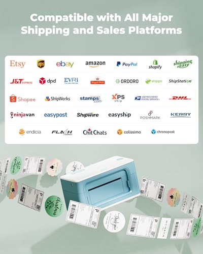 MUNBYN Bluetooth Thermal Label Printer 941BP, 300DPI Wireless 4x6 Shipping - color: Green