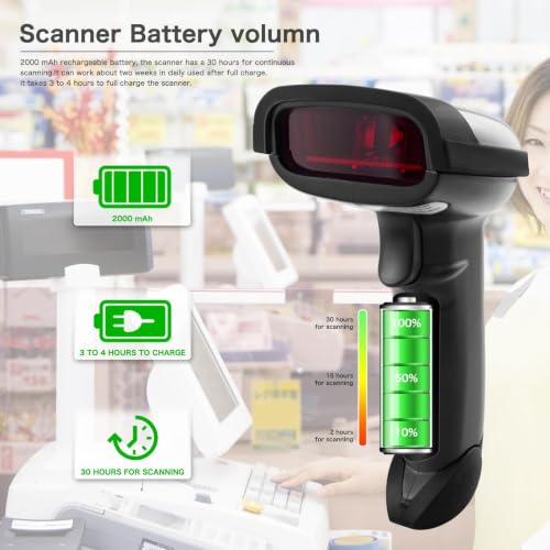 NETUM Wireless Barcode Scanner, Handheld 1D Laser Barcode Reader - color: NT-1698W