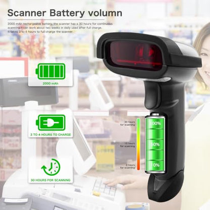 NETUM Wireless Barcode Scanner, Handheld 1D Laser Barcode Reader - color: NT-1698W