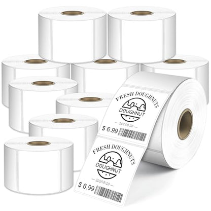 L LIKED 2" x 2" Direct Square Thermal Labels, Perforated QR Code and Barcode Labels & Compatible with Rollo, Zebra and Other Desktop Printers (10 Roll, 7500 Labels) - size: 2"x2"-10 Rolls