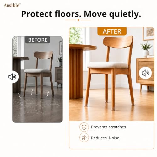 24Pcs Chair Leg Floor Protectors, Felt Furniture Caps for Hardwood Floors - color: Clear-24, size: Round-S