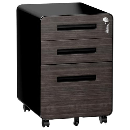SAWJEC 3 Drawer Mobile File Cabinet with Lock, Fully Assembled, Black - color: 02l-black Brown
