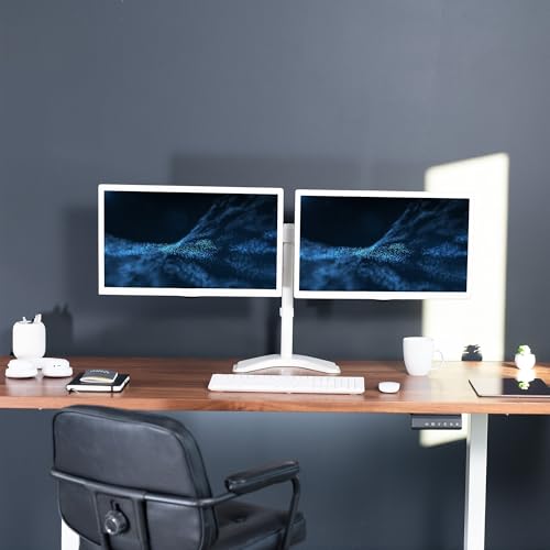 VIVO Dual LED LCD Monitor Free-Standing Desk Stand - color: White, size: 13" - 27" screens