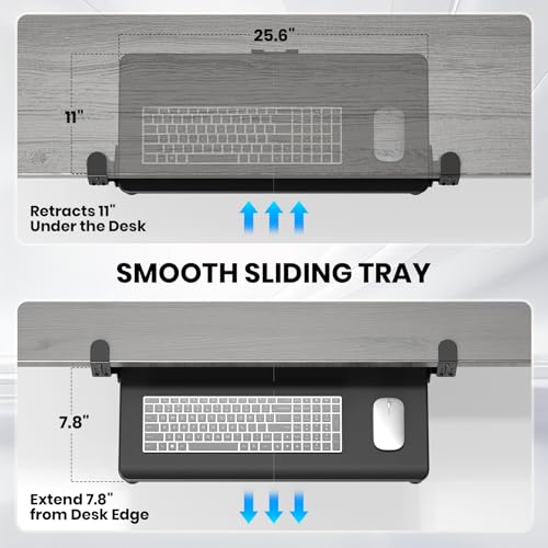 Large Keyboard Tray Under Desk, Pull Out Keyboard & Mouse Tray for Typing - color: Black