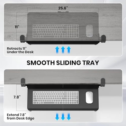 Large Keyboard Tray Under Desk, Pull Out Keyboard & Mouse Tray for Typing - color: Black