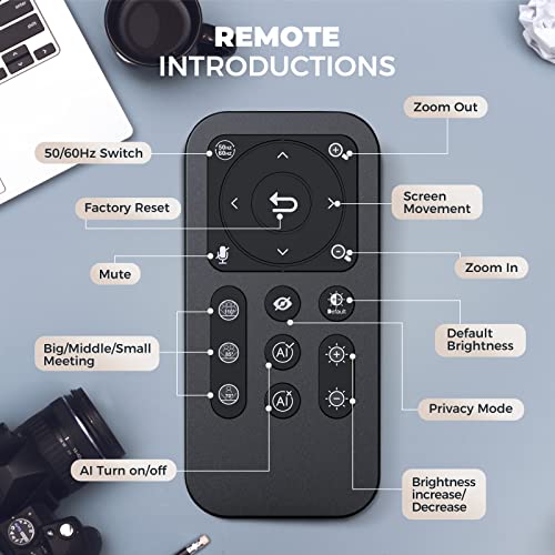 4K Webcam with AI-Powered Framing,Remote Control Web Camera/10X Digital Zoom 4k 30fps Web cam with USB 3.0 HDR/Dual Noise Cancelling Microphones for PC Mac, Streaming, Video Call, Zoom, Skype