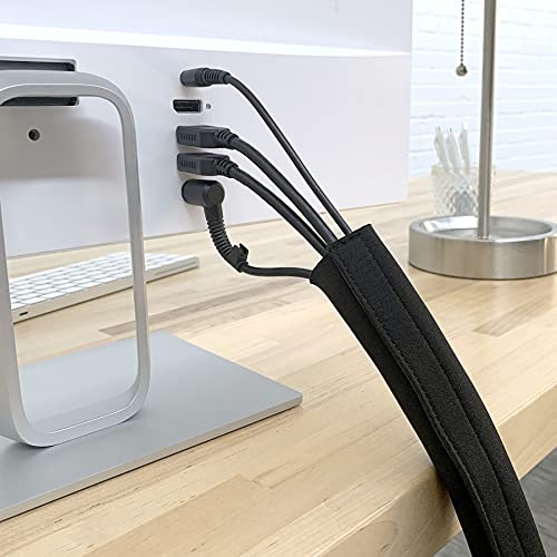 Hook and Loop Cable Sleeve by Wrap-It Storage - 120" x 4.5" Black | Cut to Size Cord Organizer and Cable Protector for Desk, TV Cord Management to Hide and Cover Wire and Extension Cords - size: 120 in