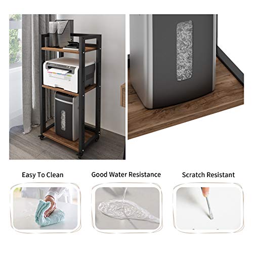 Natwind 3-Tier Tall Printer Stand,Shredder Stand Computer Host Holder,Retro - color: Retro
